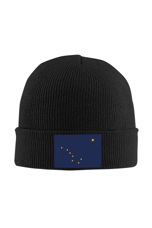 Alaska Flag Beanie Hat Knit Hat Skull Cap for Men Women Winter Hat Black