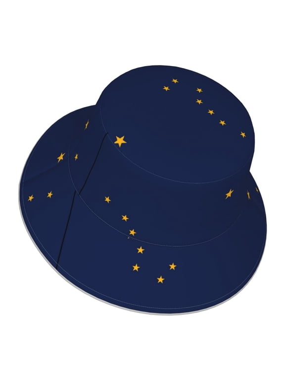 Alaska Flag Bucket Hat With Reflective Stripe Beach Sun Fishing Hat Reversible For Men Women