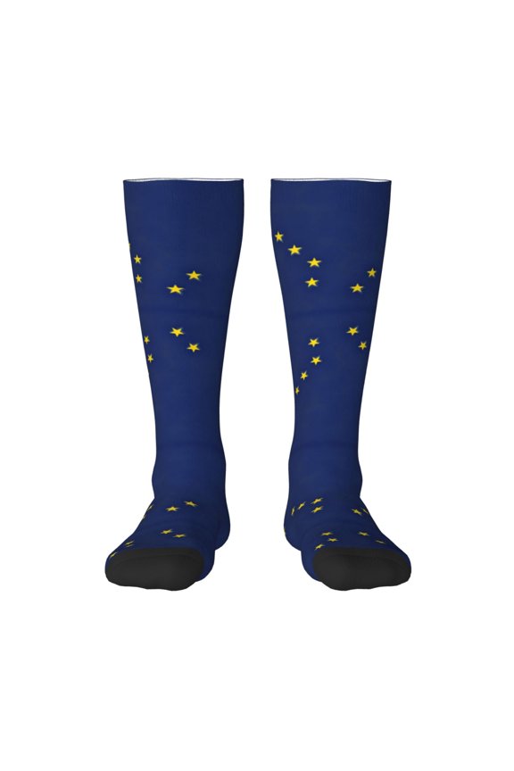 Alaska Flag Knee High Socks for Women Long Leg Warmers Socks