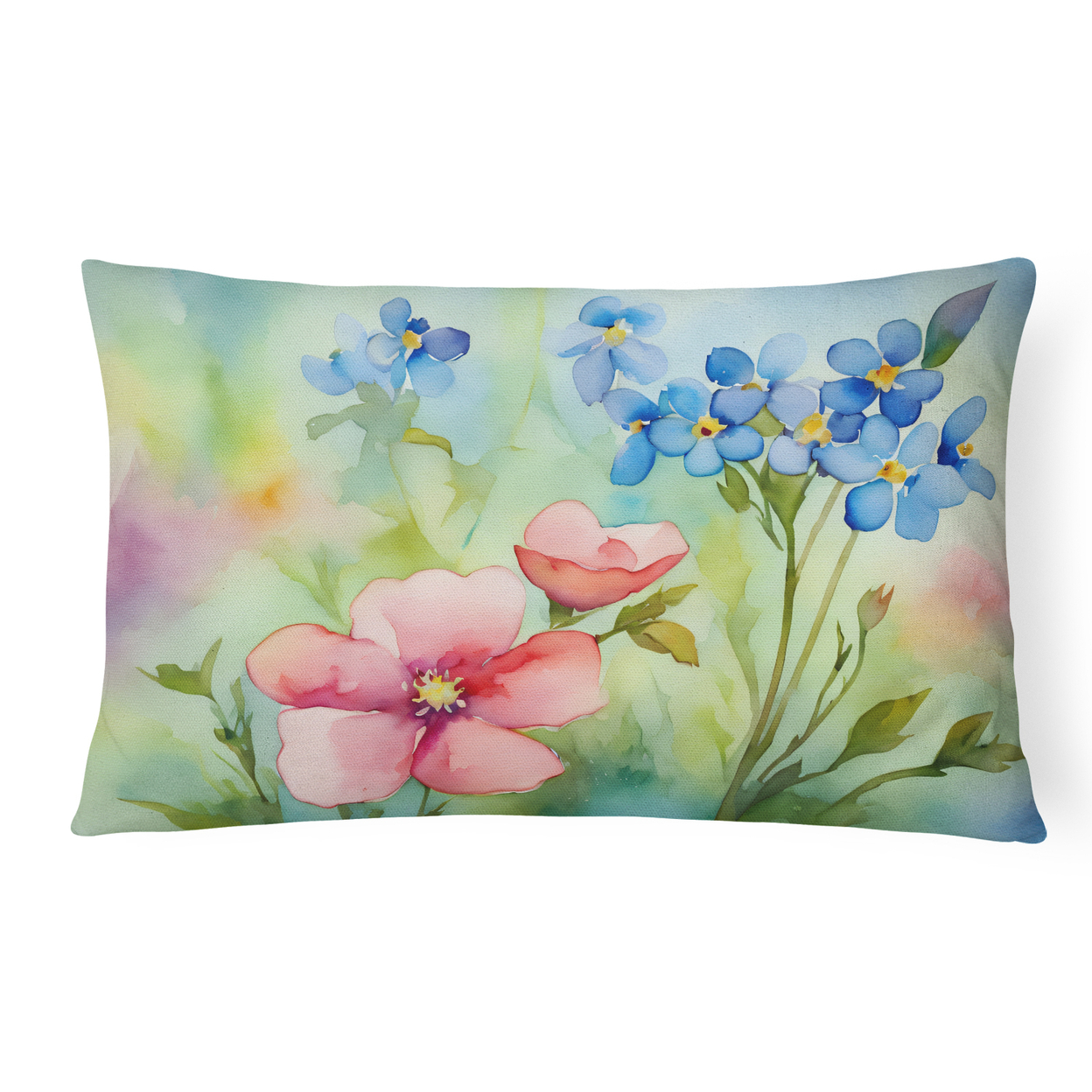 Alaska Forget-me-nots in Watercolor Fabric Decorative Pillow 12 in x 16 in - image 1 of 4