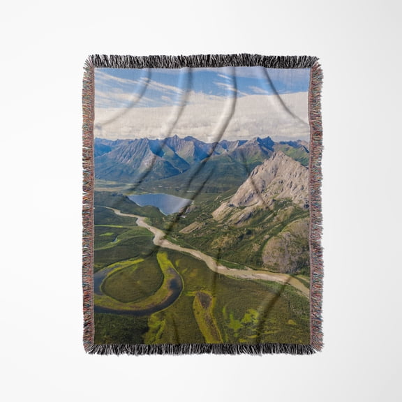 Alaska, Gates Of The Arctic National Park. Alatna River Aerial View., Woven Blanket