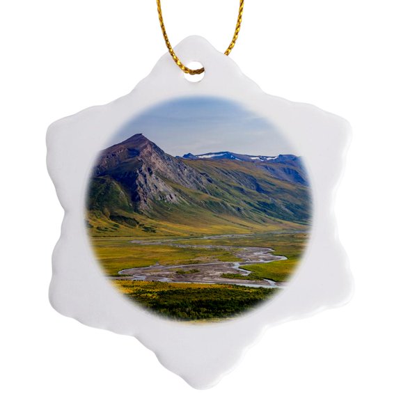 3drose, Alaska, Gates of the Arctic National Park, Noatak and Igning Rivers., 3 inch Snowflake Porcelain Ornament