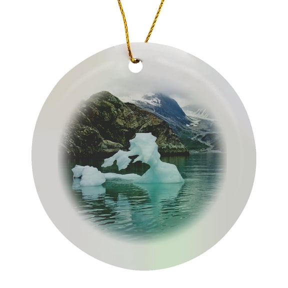 3drose, Alaska, Glacier Bay Np, Ice Floating, Glacier Bay - Us02 Jgi0088 - Jerry Ginsberg, Circle Porcelain Ornament