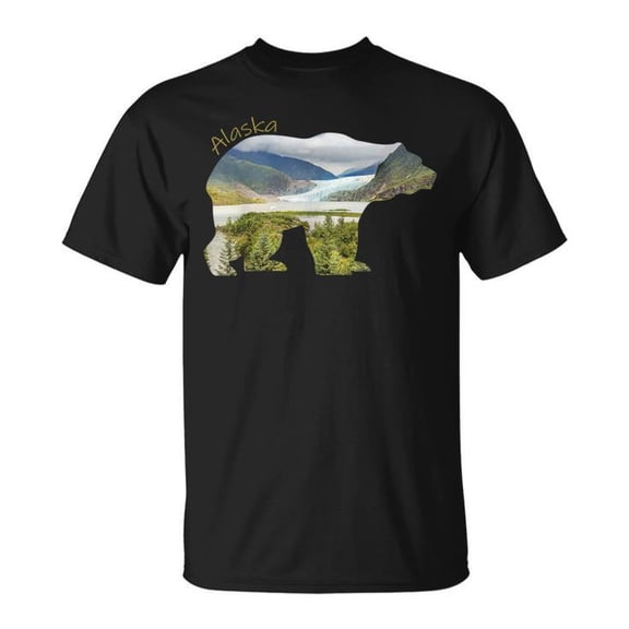 Alaska Grizzly Bear Graphic T-Shirt Unisex Adult Cotton Soft Comfortable Outdoor Nature Lover Casual Tee, Size S, Color Black