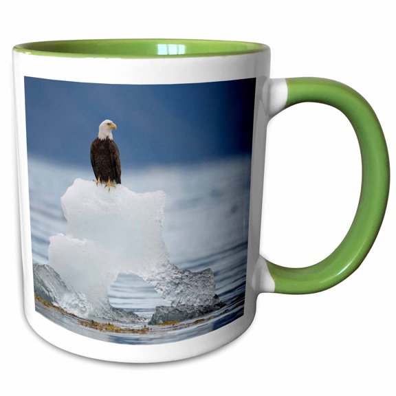 3drose, Alaska, Holkham Bay, Bald Eagle on Iceberg - Us02 Pso0717 - Paul Souders, 11oz Two-tone Green Mug