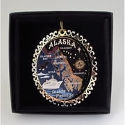Alaska Inside Passage Colored Brass Ornament with Year Charm 2024