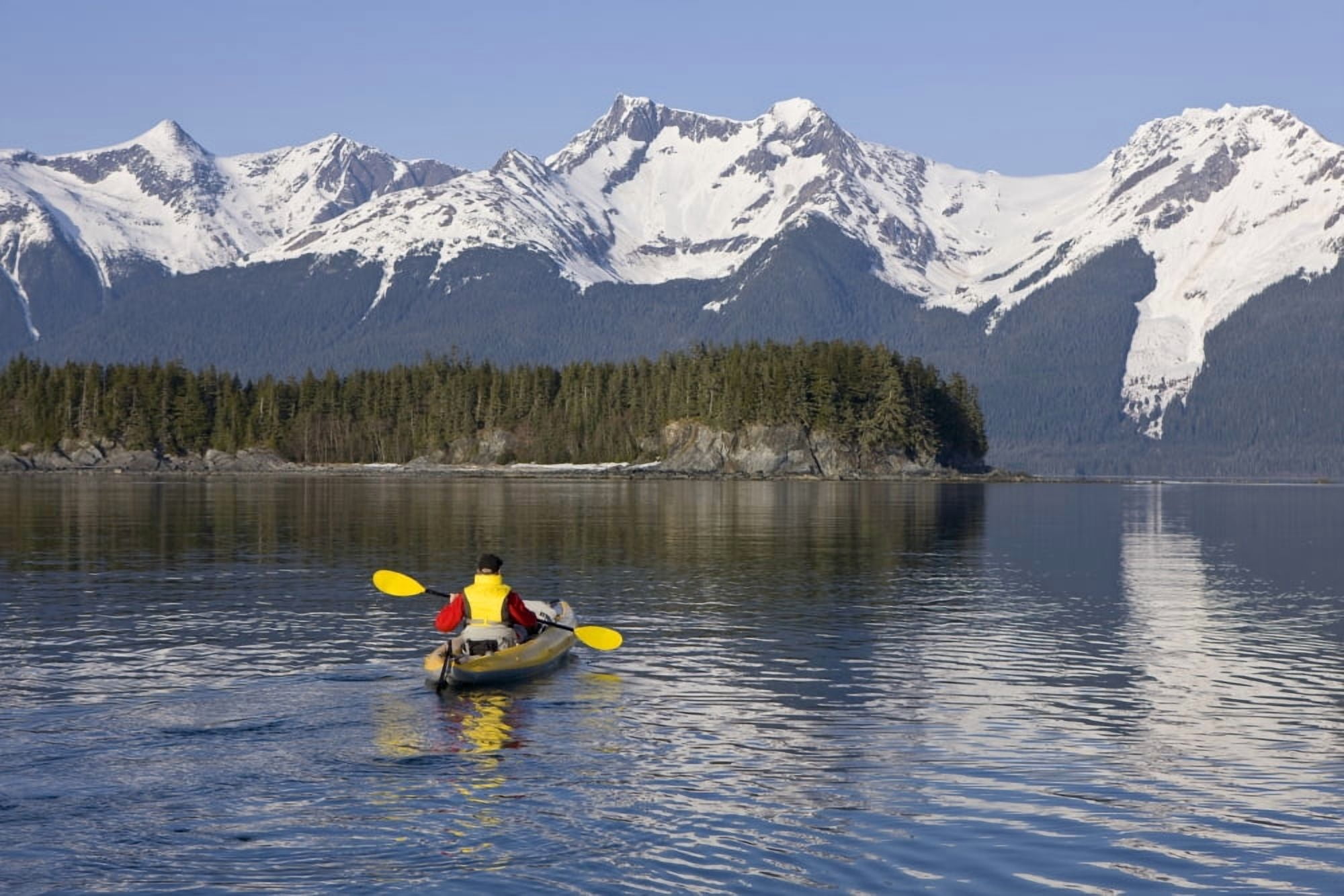 Alaska Juneau Favorite Passage Kayaking Through Beautiful Mountain Ranges Canvas Art - John Hyde Design Pics (18 x 12)