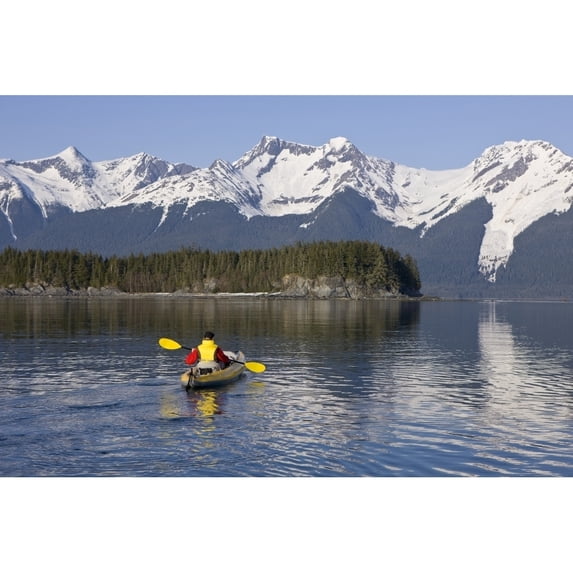 Alaska, Juneau, Favorite Passage. Kayaking Through Beautiful Mountain Ranges. Poster Print (18 x 12)