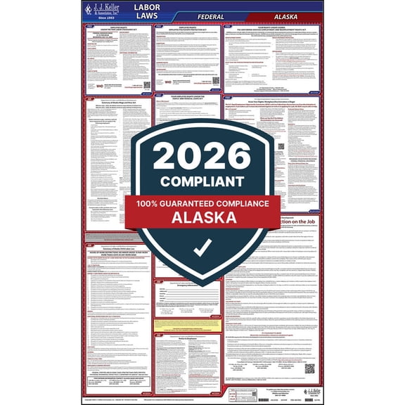 Alaska Labor Law Poster, All-in-One OSHA Compliant AK State & Federal Laminated Poster (24" x 40" English)