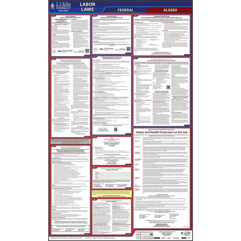 Alaska Labor Law Poster, All-in-One OSHA Compliant AK State & Federal ...
