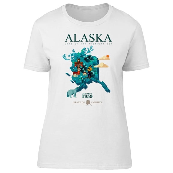 Alaska Landmarks Travel Lovers T-Shirt Women -Image by Shutterstock, Female Medium