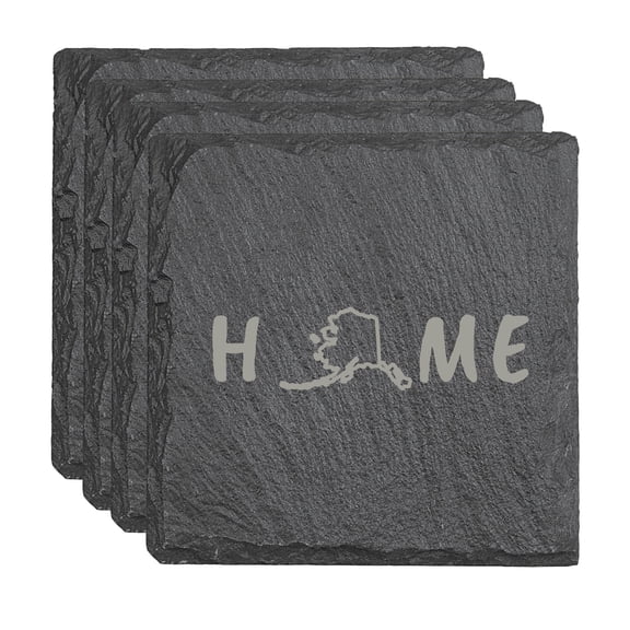 Alaska Laser Engraved Slate Coaster - 4 Piece Set