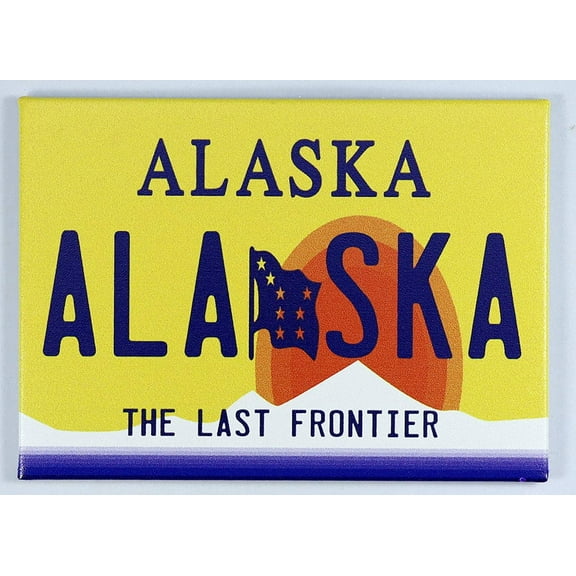 Alaska License Plate Fridge Collector's Souvenir Magnet 2.5" X 3.5"