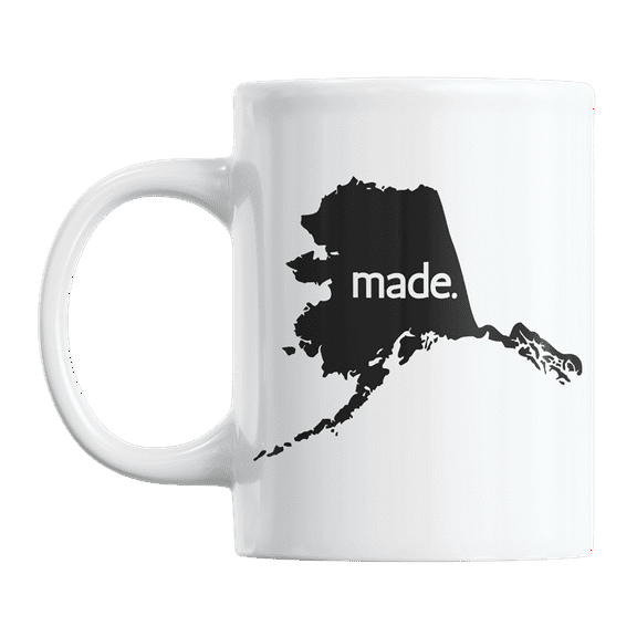 Alaska Made & AK USA State Map Outline, US Citizen Coffee & Tea Mug Cup (11oz)