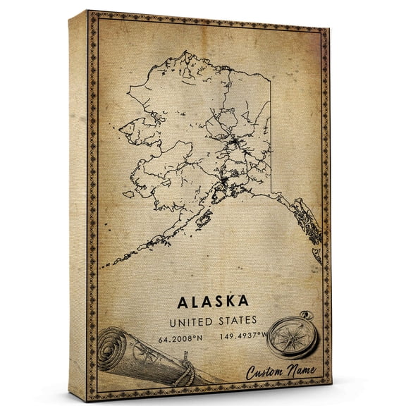 Alaska Map Poster, Alaska road Map Art Poster, Canvas, ,Modern Wall Art, Street Map Artwork, Alaska Map Canvas - 89AZ1082