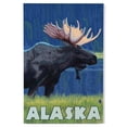 thumbnail image 1 of Alaska, Moonlight Moose Birch Wood Wall Sign (12x18 Rustic Home Decor, Ready to Hang Art), 1 of 5