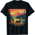 thumbnail image 1 of Alaska Moose Mountain Trees Retro Risograph Design Souvenir T-Shirt, 1 of 5