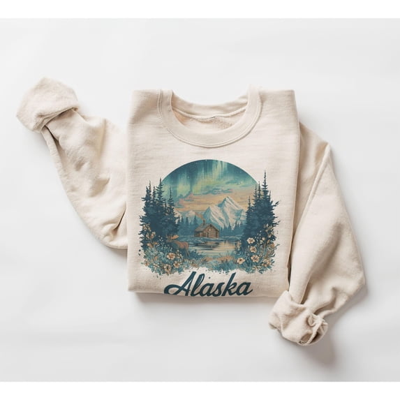 Tree Plan In Graphics Alaska Mountain Cabin and Pine Trees Unisex Classic Sweatshirt, 50/50 ...