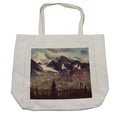 thumbnail image 1 of Alaska Mountains Shopping Bag, Arctic Landscape Hiking Alaska Mountains Scenery in Usa Wilderness, Eco-Friendly Reusable Bag for Groceries Beach and More, 15.5" X 14.5", Cream, by Ambesonne, 1 of 2