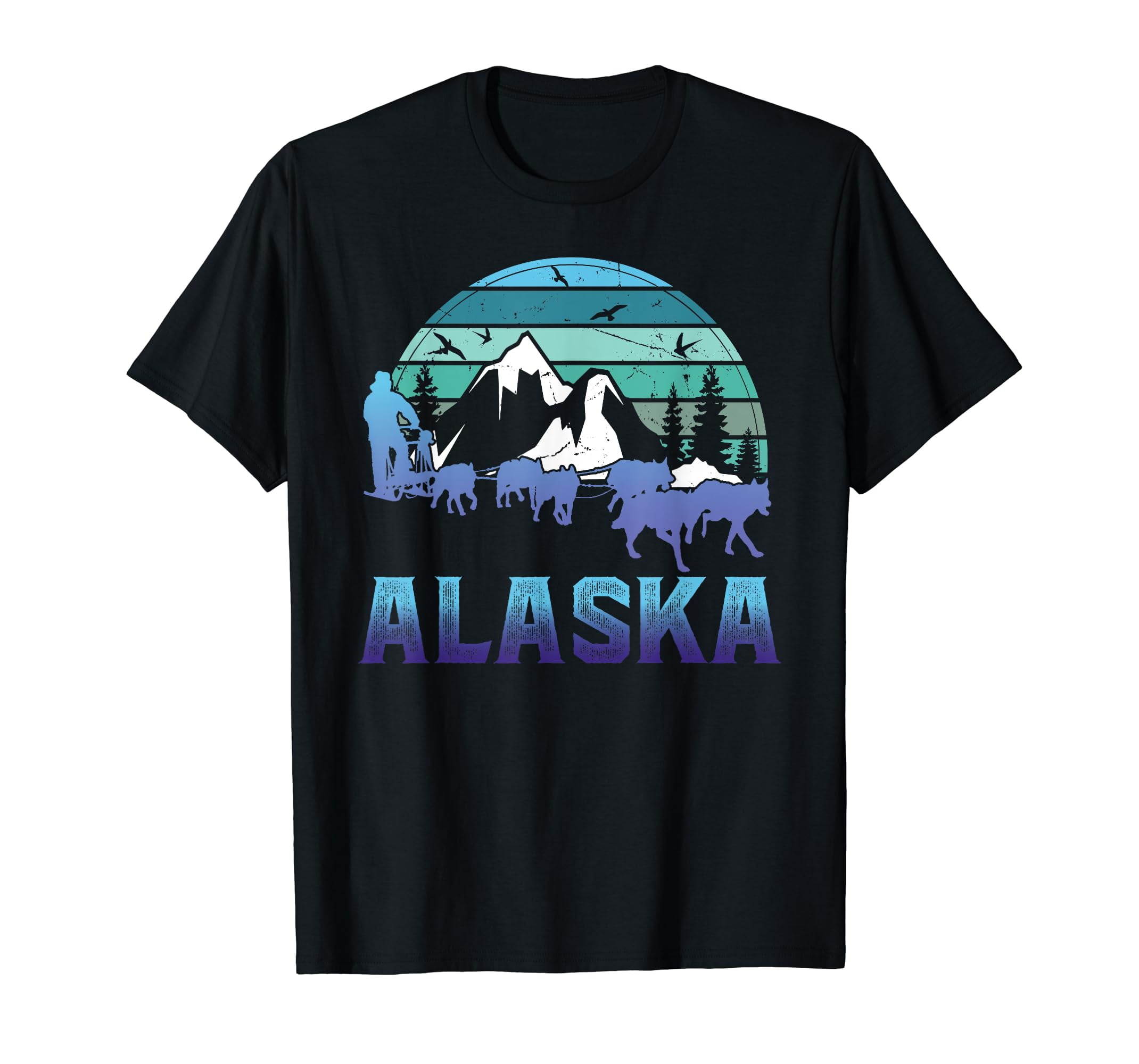 Alaska Mushing Sled Dogs Mushing Team Mountain Snow Sledding TShirt