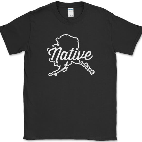Alaska Native T-Shirt Funny Humor State Pride Geography Tee - Black, XL