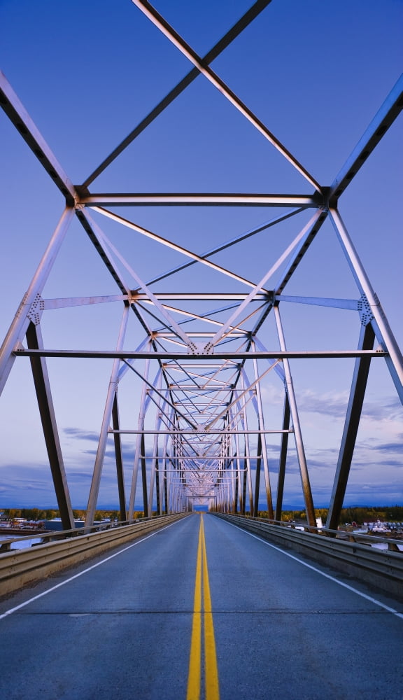 Alaska Native Veterans Honor Bridge Over Tanana River At Dusk Nenana Alaska Canvas Art - Yves Marcoux Design Pics (22 x 38)