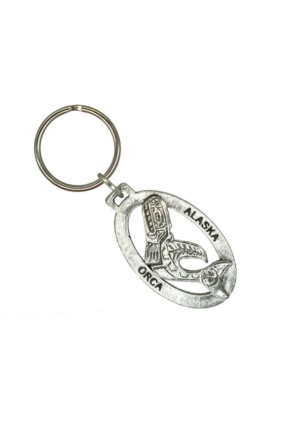 Alaska Native Whale Keychain, Indian, A634KC, Key Fob, Key Ring, Keys, Zipper Pull, Luggage Tag, Pewter, Backpack, Over 300 Keychains Designs, Handmade in the USA