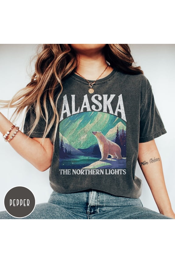 Alaska Northern Lights Alaska Cruise Aurora Borealis Alaska Vacation Polar Bear Family Alaska T-Shirt BLACK Unisex S-5XL Hot Trending Shirt, Vintage Birthday Gift