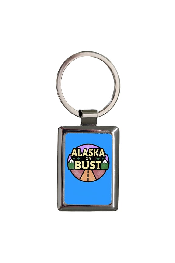 Alaska Or Bust Vacation Metal Rectangle Keychain
