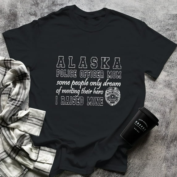 Alaska Police Mom T Proud Police Mom Gifts, Large, Black