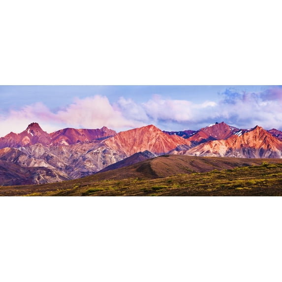 Alaska Range And Fall Colours At Sunset, Denali National Park, Alaska Poster Print (23 x 9)