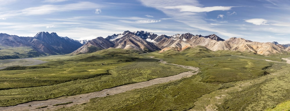 Alaska Range from Polychrome Pass overlook in Denali National Park Southcentral Alaska Alaska USA Canvas Art - Panoramic Images (27 x 9)