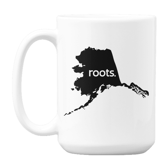 Alaska Roots & AK USA State Map Outline, US Citizen Coffee & Tea Mug Cup (15oz)