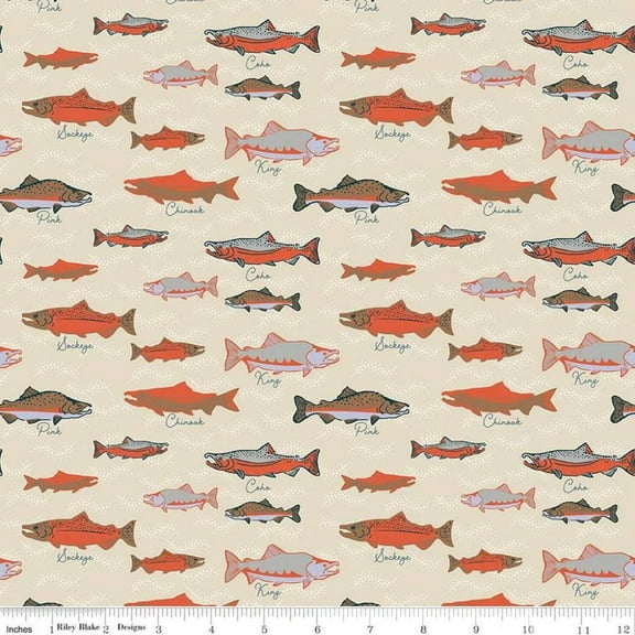 Alaska Salmon Cream Cotton Fabric (1 yard)