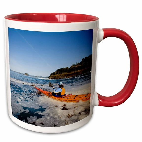 3drose, Alaska, Sitka Sound, Sea Kayaker Near Kruzof Island - Us02 Glu0026 - Gary Luhm, 11oz Two-tone Red Mug