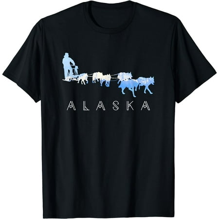 Alaska Sled Dogs Mushing - Sled Dog Team Snow Mountain Scene T-Shirt