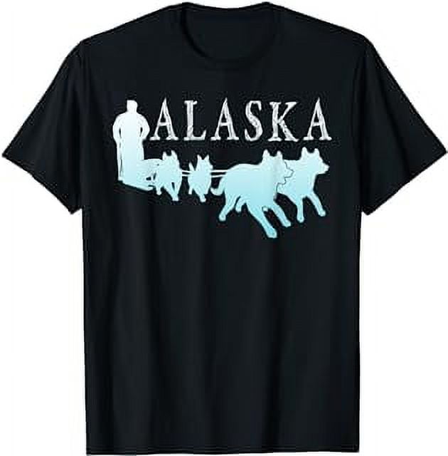Alaska Sled Dogs Mushing Team Snow Sledding Mountain Scene T-Shirt ...