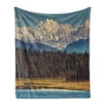 thumbnail image 1 of Alaska Soft Flannel Fleece Blanket, Colorful Summer Season in Northwest America Snow White Mountains River Fresh Forest, Cozy Plush for Indoor and Outdoor Use, 60" x 80", Multicolor, by Ambesonne, 1 of 5