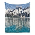 thumbnail image 1 of Alaska Soft Flannel Fleece Throw Blanket, Aialik Bay Kenai Fjords Arctic Landscape Northern American Idyllic, Cozy Plush for Indoor and Outdoor Use, 70" x 90", Forest Green Sky Blue, by Ambesonne, 1 of 5
