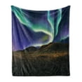thumbnail image 1 of Alaska Soft Flannel Fleece Throw Blanket, Alaskan Meadows in Night Aurora Borealis Natural Beauties of the North, Cozy Plush for Indoor and Outdoor Use, 50" x 60", Multicolor, by Ambesonne, 1 of 5