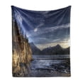 thumbnail image 1 of Alaska Soft Flannel Fleece Throw Blanket, Beach on the Turnagain Arm near Hope Alaska Photography with Wavy Sea and Sunset, Cozy Plush for Indoor and Outdoor Use, 50" x 70", Multicolor, by Ambesonne, 1 of 5