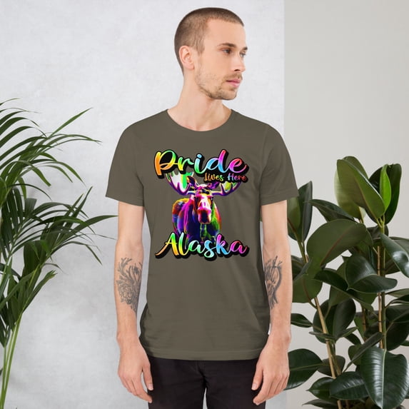Alaska State Animal - Pride Lives Here Design Unisex t-shirt (Army, L)