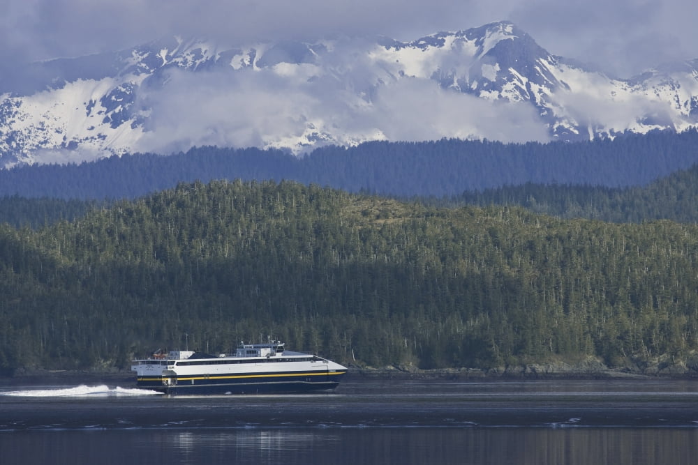 Alaska State Ferry Chenega In Orca Bay As It Departs From Cordova Alaska Canvas Art - John Delapp Design Pics (17 x 11)