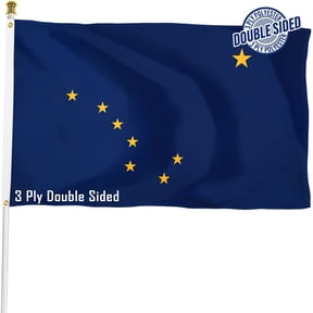 Alaska State Flag 3x5 ft, 3 Ply Polyester Double Sided AK Flag with Vibrant Print/4 Rows Hemming/Brass Grommets