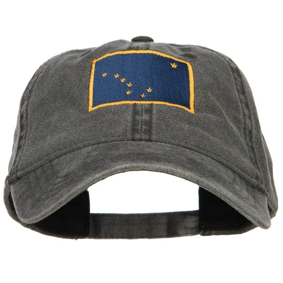 Alaska State Flag Embroidered Washed Cap - Black OSFM