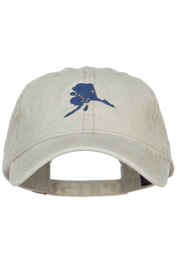 Alaska State Flag Map Embroidered Washed Cap - Stone OSFM