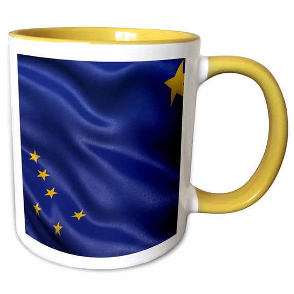 3drose, Alaska State Flag Waving in the Wind, 11oz Two-tone Yellow Mug