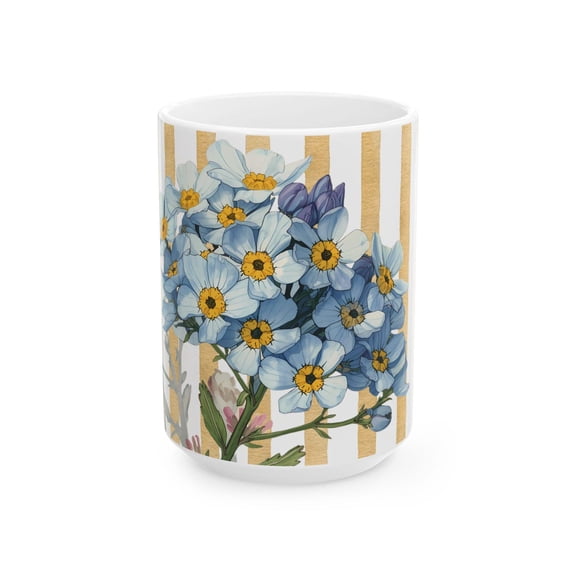 Alaska State Flower Coffee Mug  Forget-Me-Not Floral Design