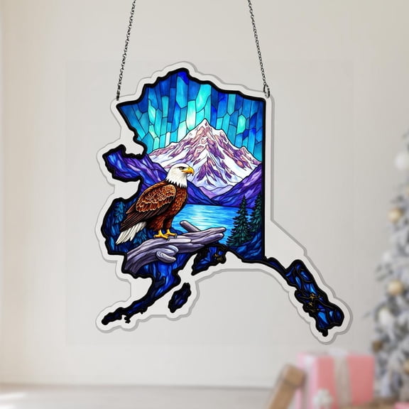 Alaska State Map Acrylic Suncatcher Colorful Window Hanging Christmas Souvenir Travel Gift Ornament