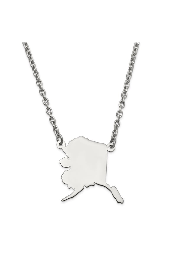 Alaska State Necklace, Sterling Silver